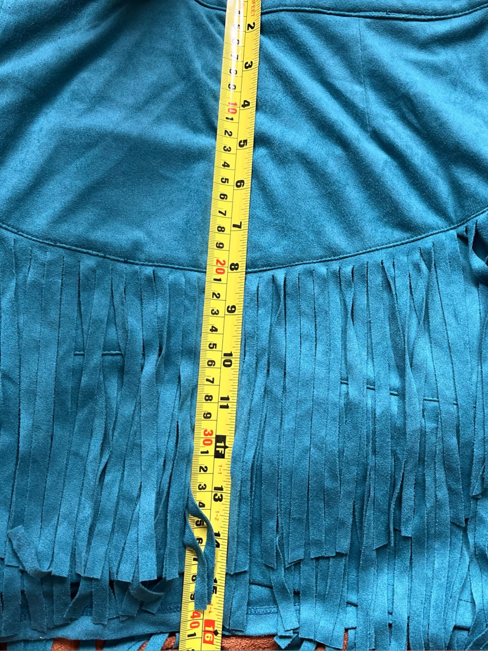 Western Style Sincerely Jules Teal Fringe Mini Skirt - size large - Picture 8 of 8